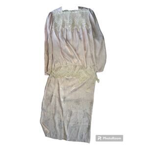 Dusty Rose Vintage Womens Pink Lace Two Piece Dress Set Teacher Geek Size S/M?